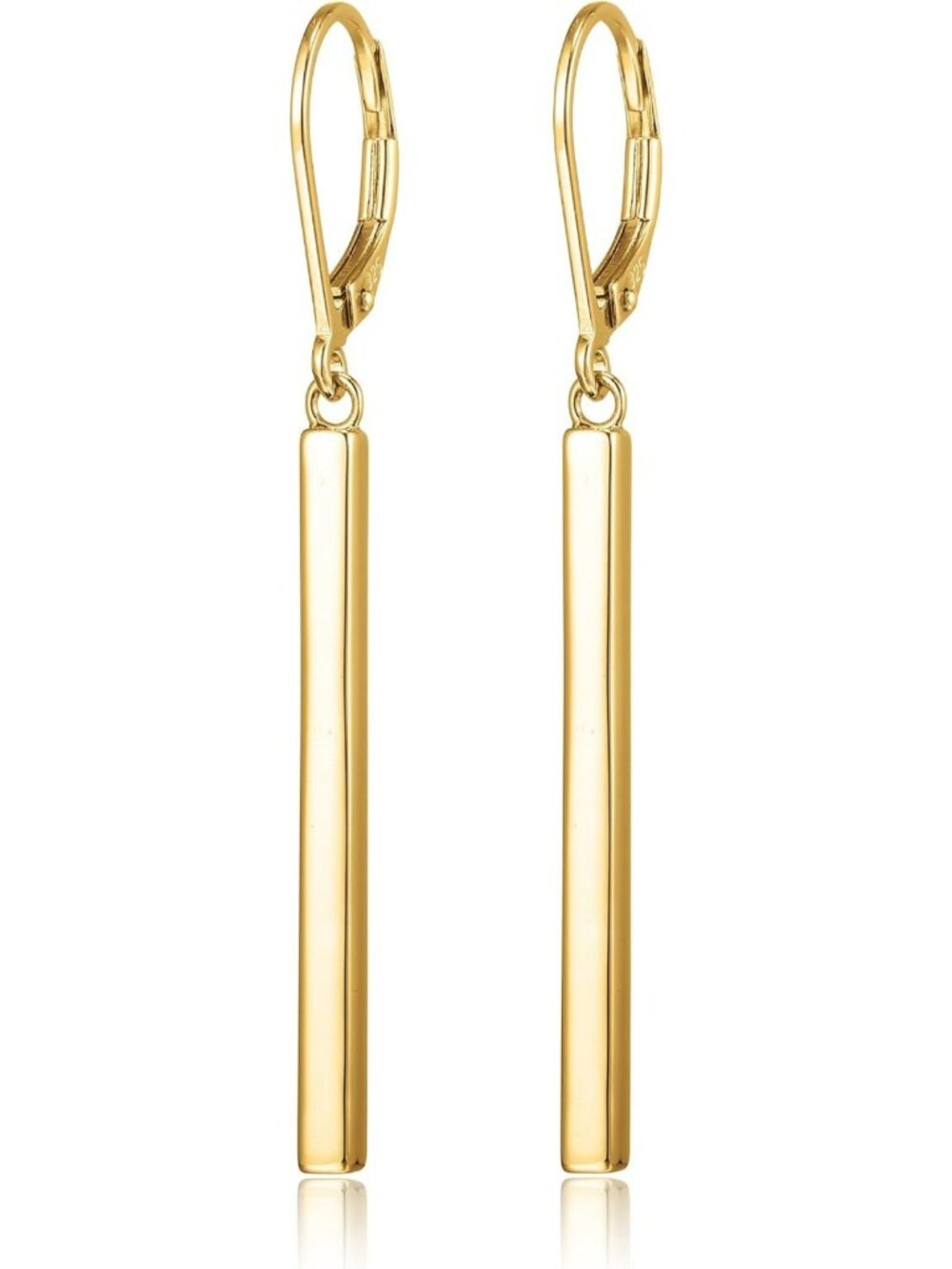 Elegant 18K Yellow Gold & 14K Rose Gold Over Sterling Silver Bar Drop Earrings